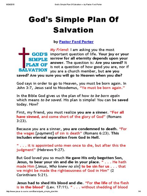 God's Simple Plan Of Salvation .